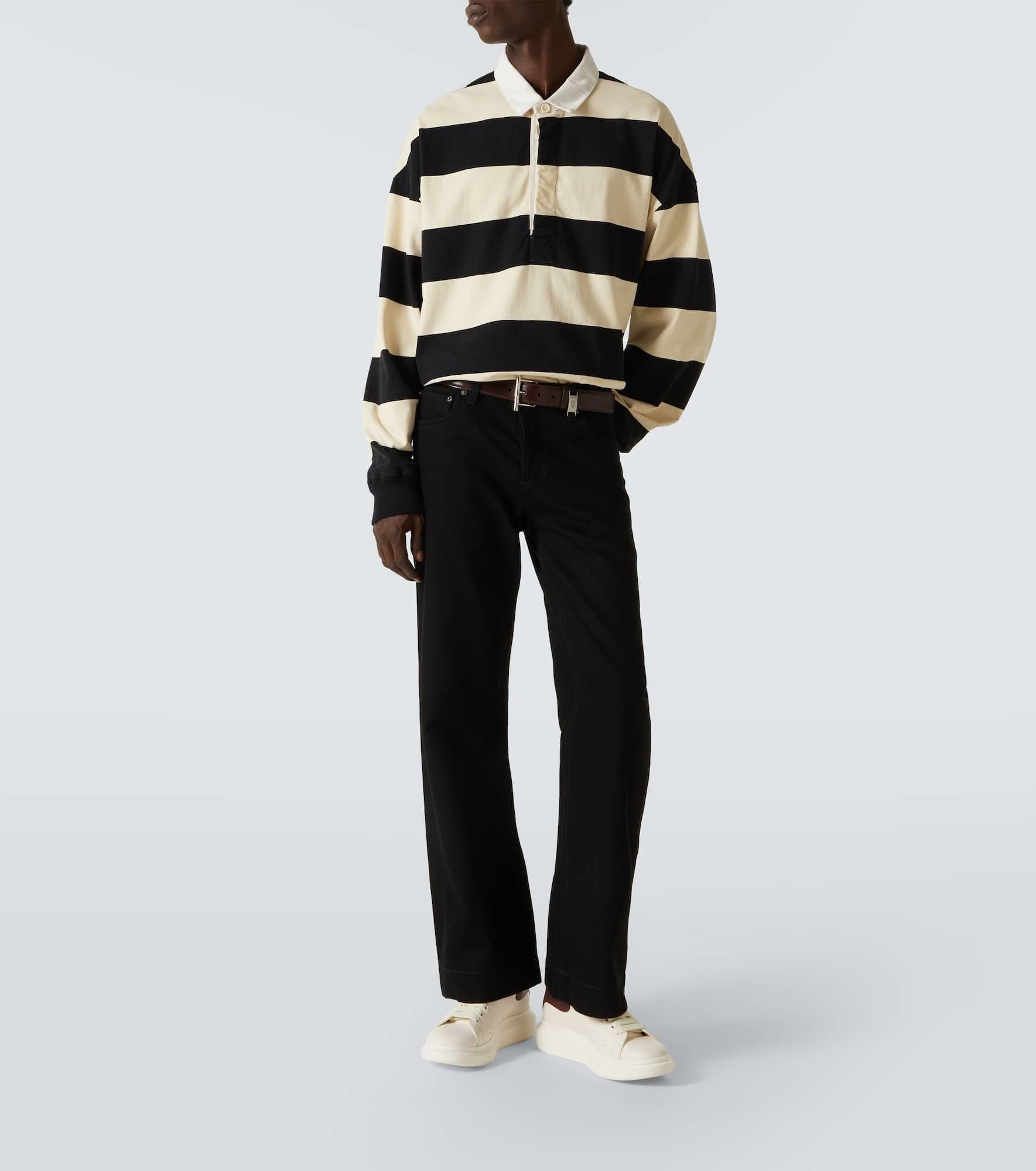 Sneakers avec logo en cuir - Off White Bordeaux