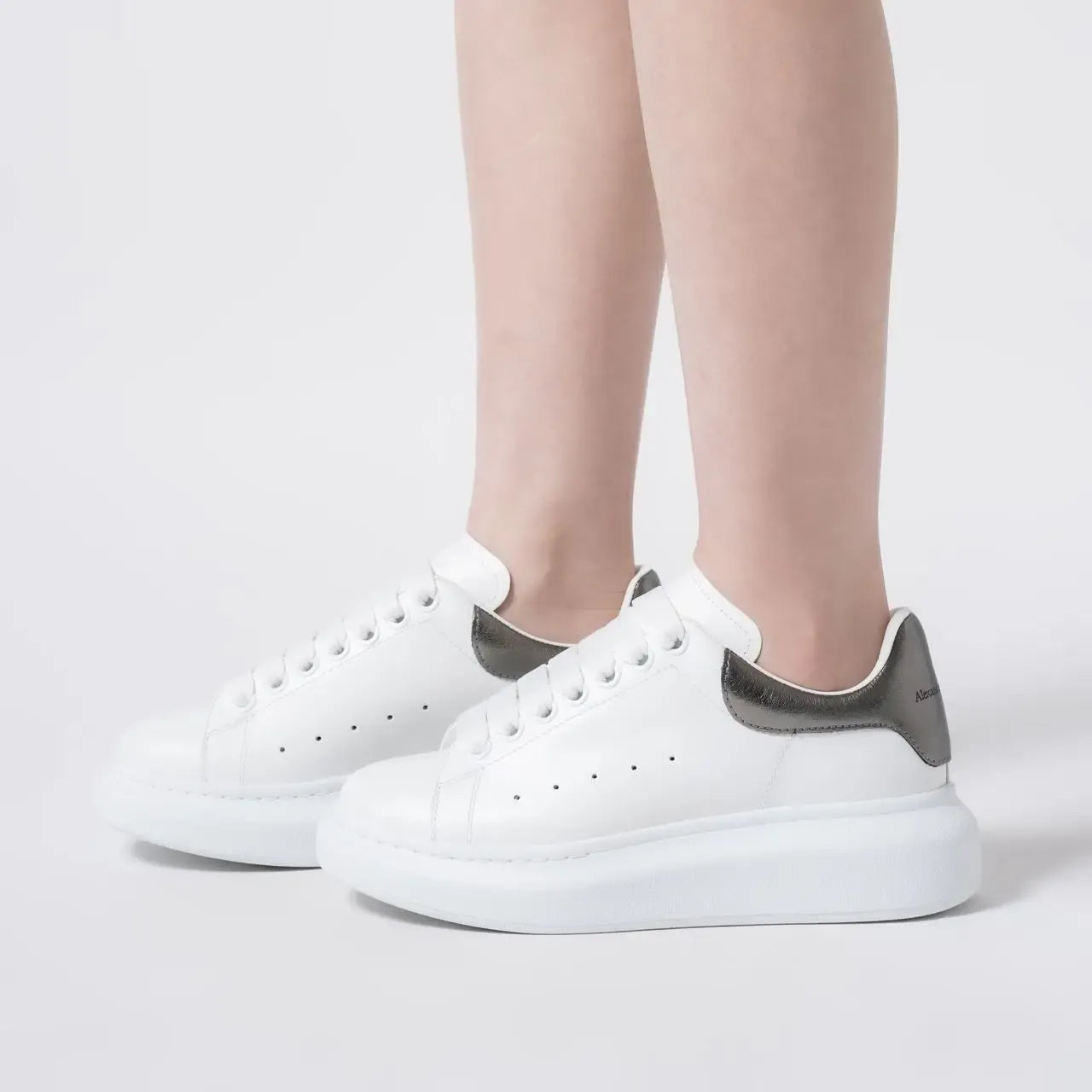 Sneakers à lacets en cuir - White
