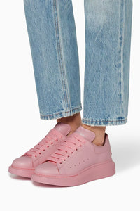 Sneakers à semelle épaisse en cuir - Pink