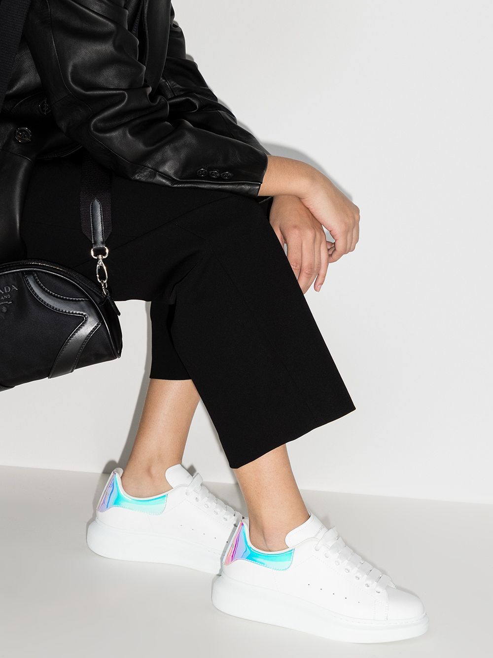 Sneakers à lacets en cuir - White Shock Pink