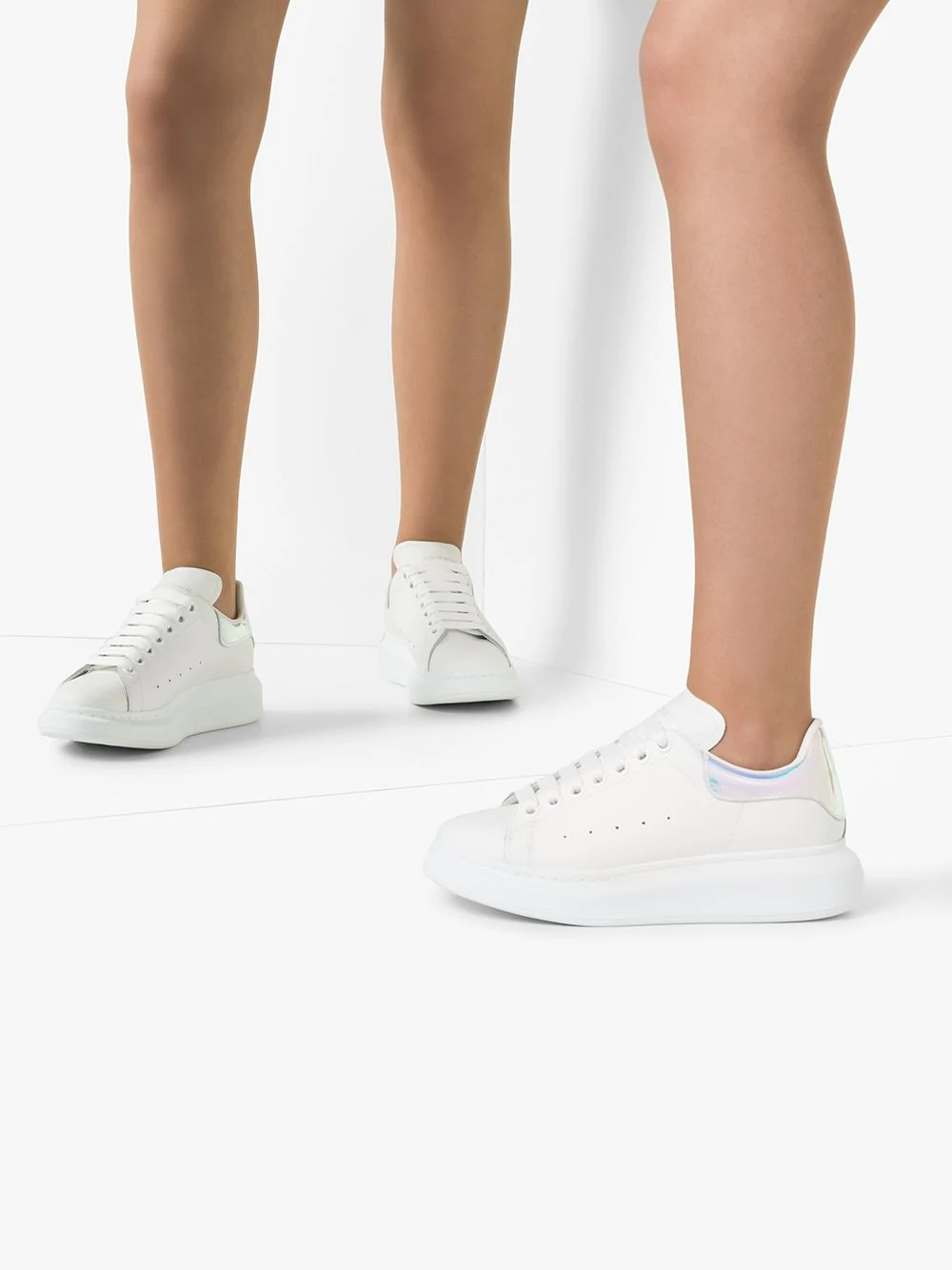 Sneakers à lacets en cuir - White Shock Pink