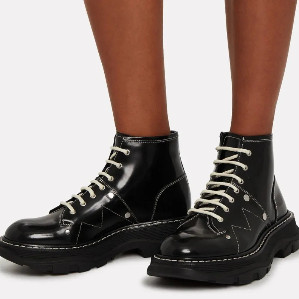 Bottines à lacets en cuir - Black
