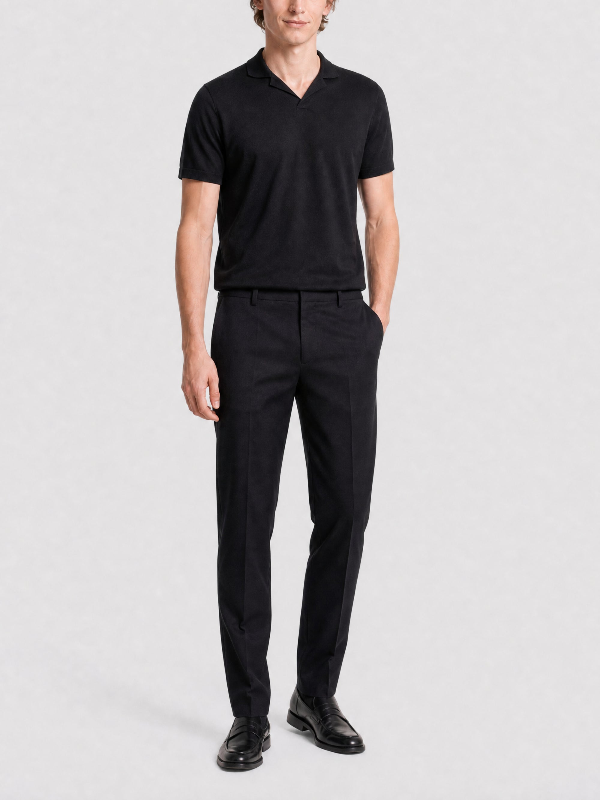 Pantalon zippé en laine - Black