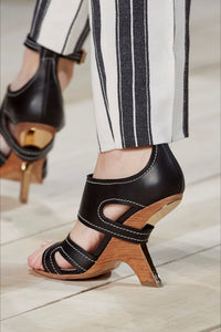 Sandales à talons 100 en cuir - Black Gold Ivory