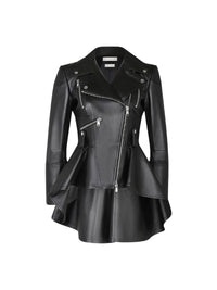 Veste à fermeture zippée en cuir - Black