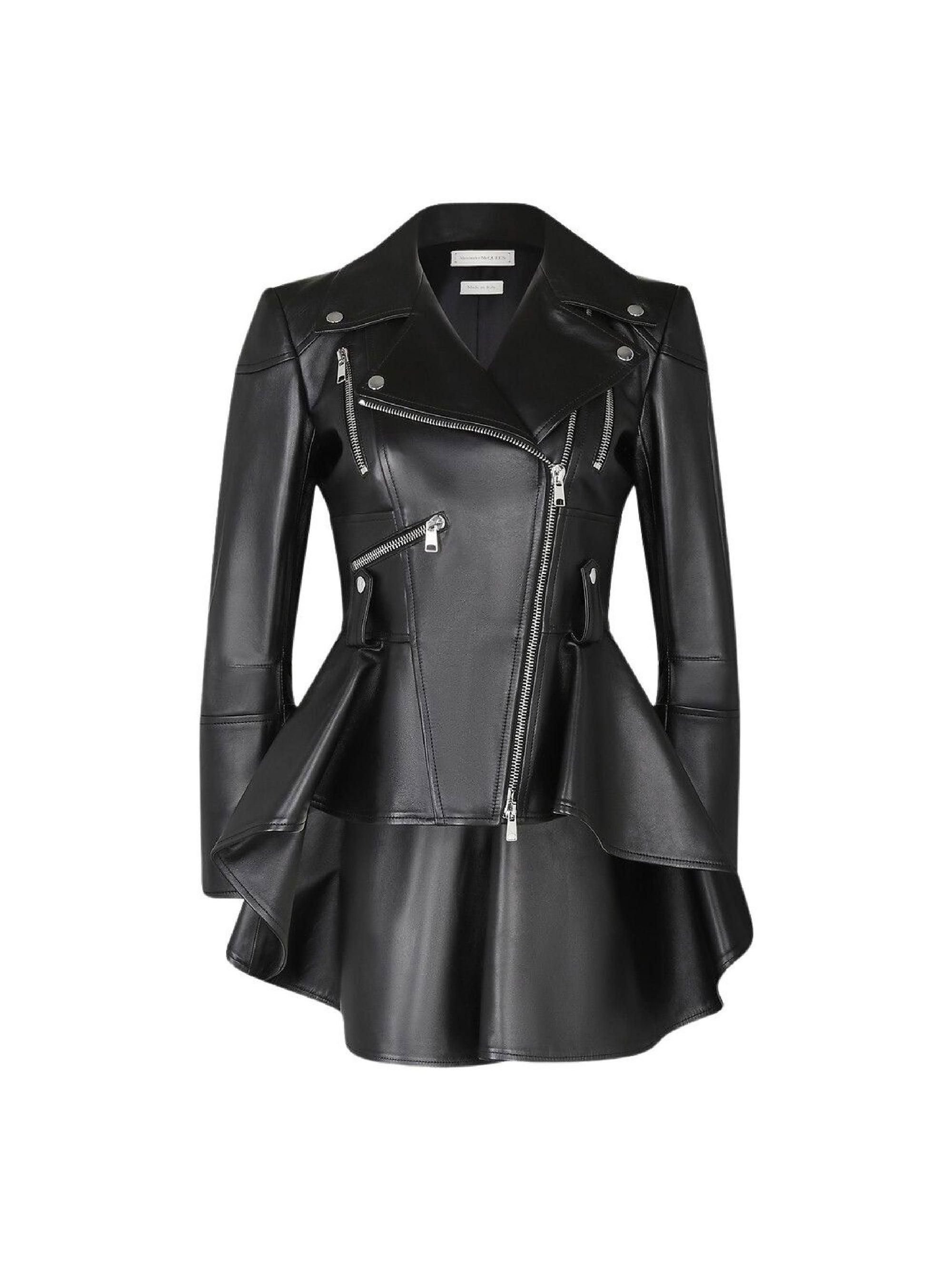 Veste à fermeture zippée en cuir - Black