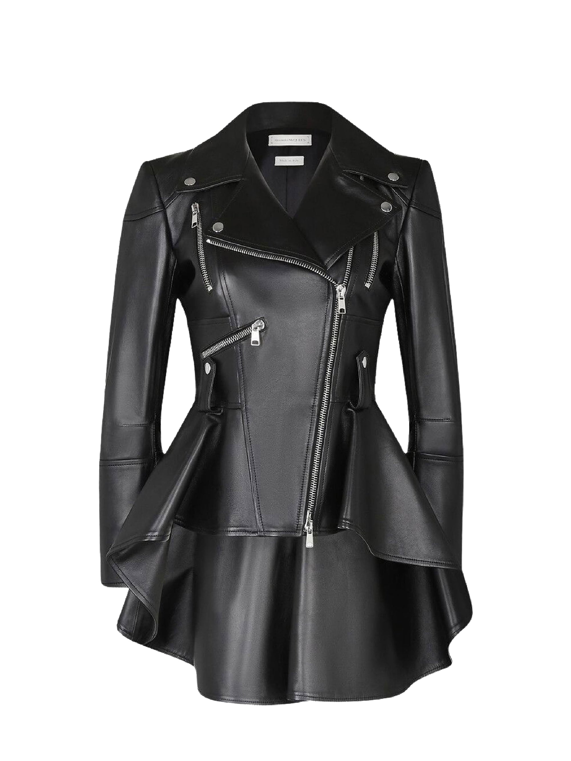 Veste à fermeture zippée en cuir - Black