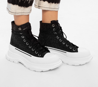 Sneakers montantes à lacets en cuir - Black