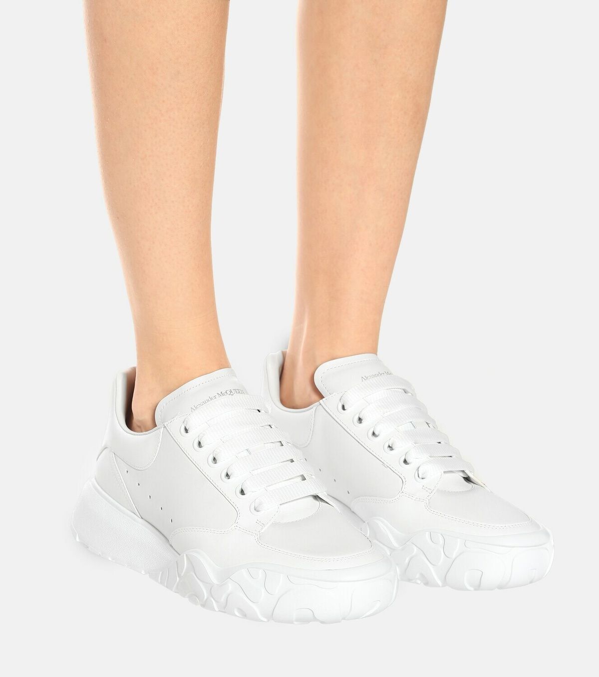 Lace-up leather trainers - White