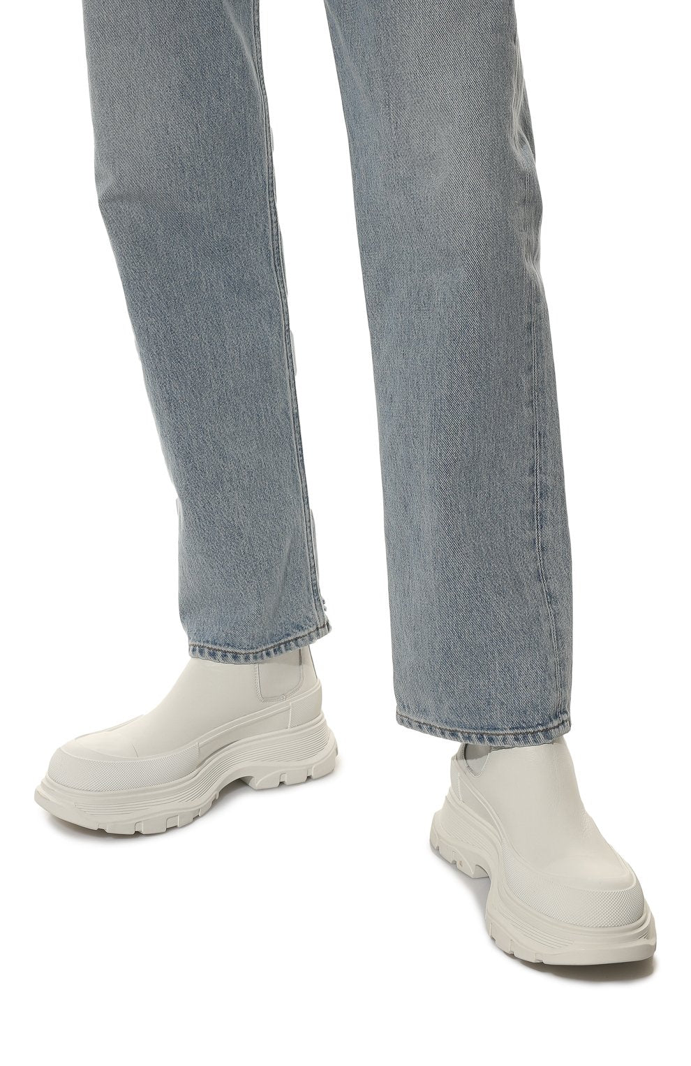Sneakers montantes Chelsea en cuir - White Silver