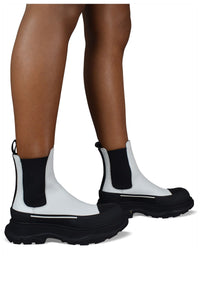 Sneakers montantes Chelsea en cuir - White
