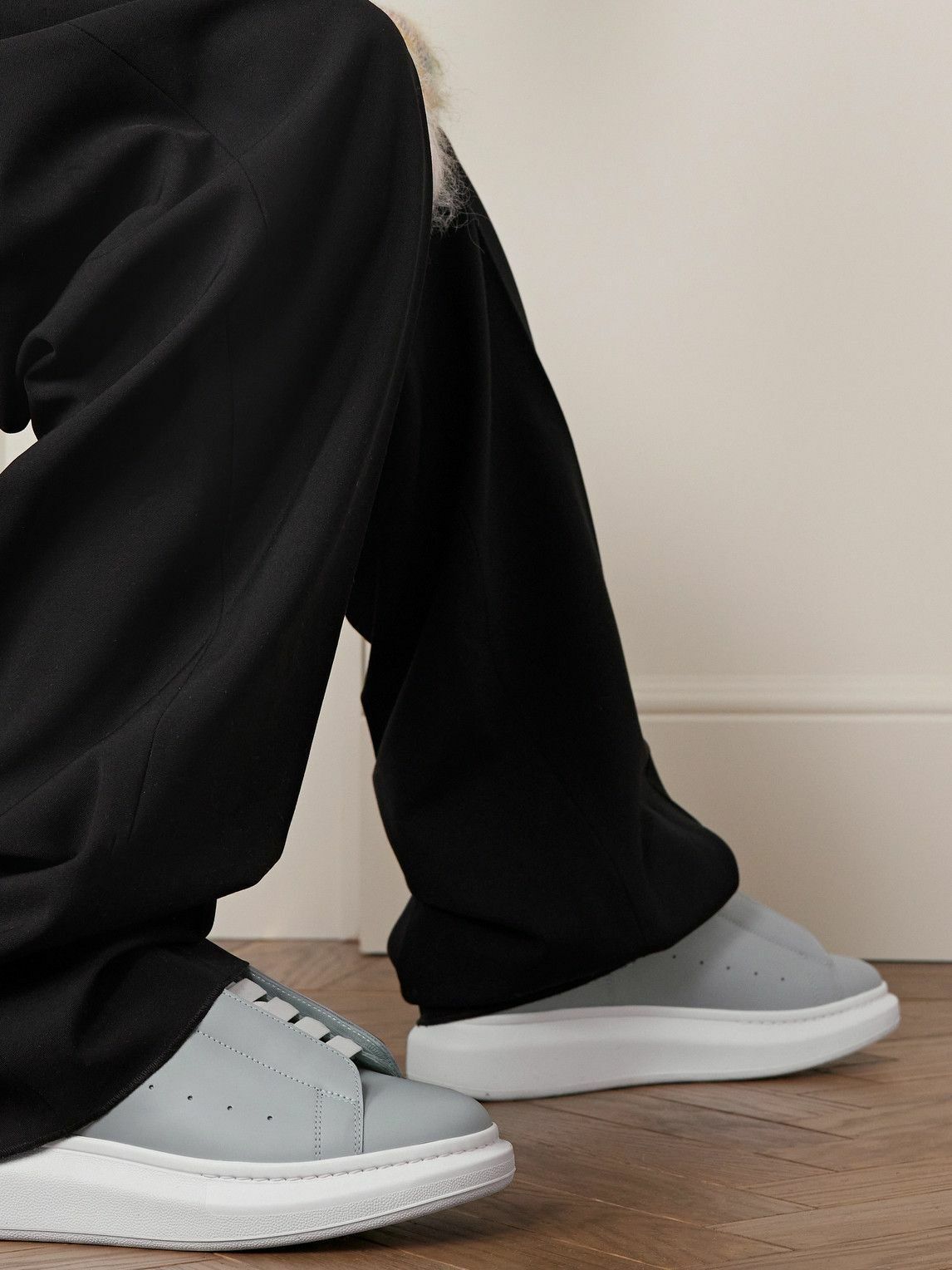 Sneakers à lacets en cuir - Grey