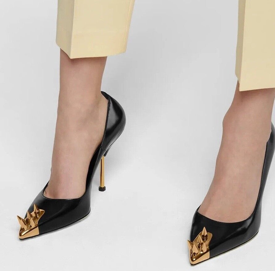 Escarpins cloutés en cuir - Black Gold