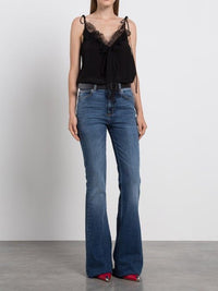 Silk ruffled camisole - Black
