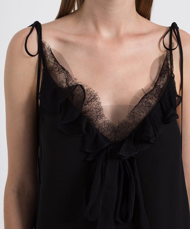 Silk ruffled camisole - Black