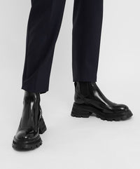 Bottines Chelsea avec logo en cuir - Black