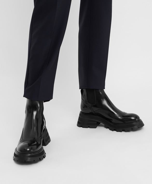 Bottines Chelsea avec logo en cuir - Black