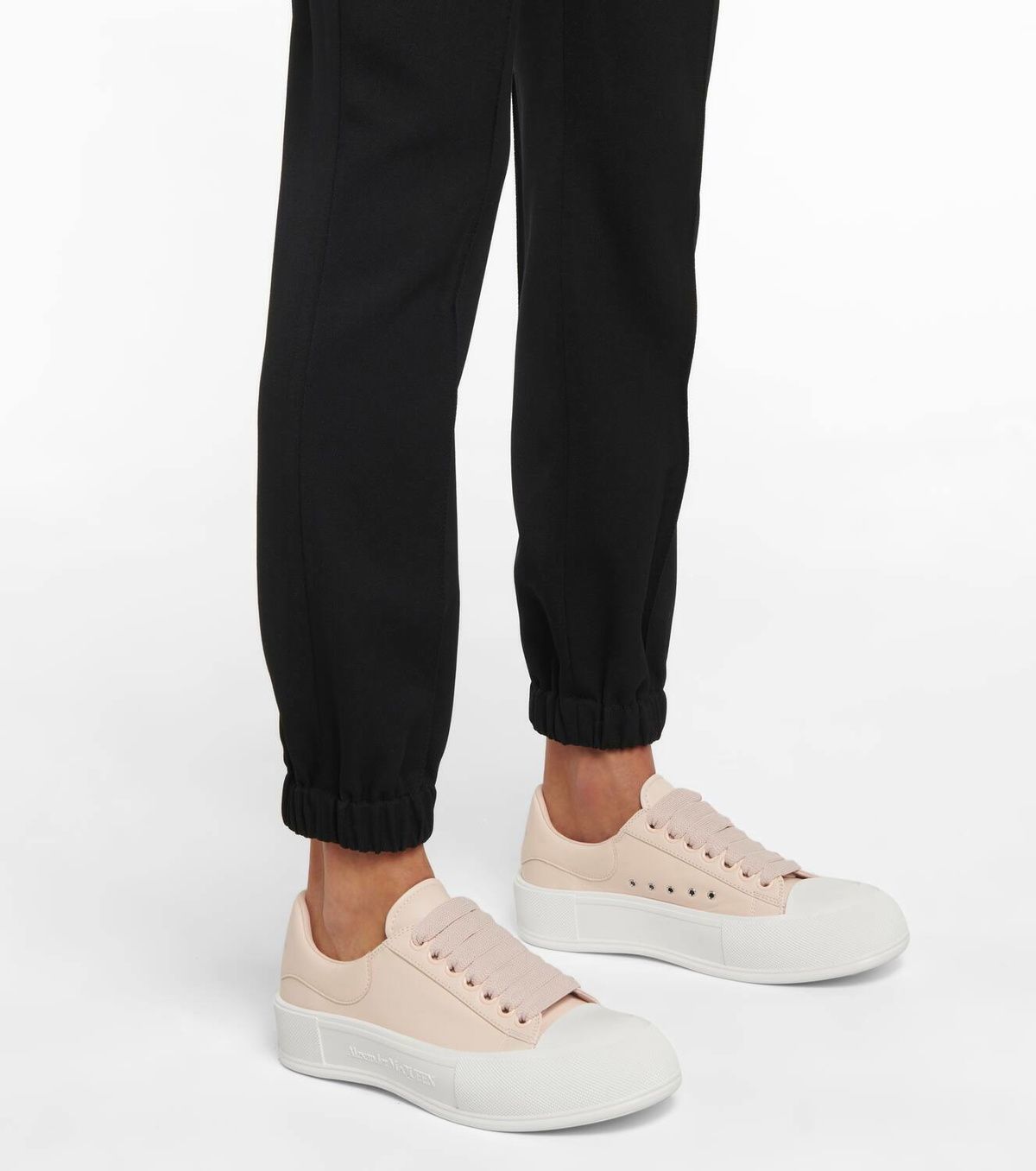 Sneakers Deck Plimsoll en cuir - Tea Rose White