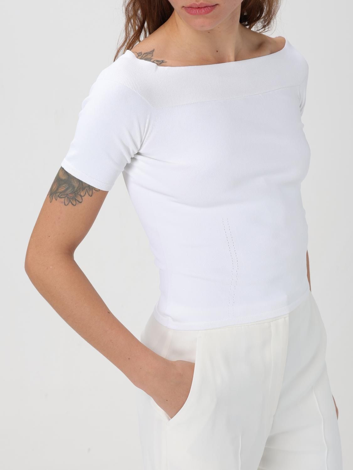 T-shirt à épaules dénudées tricoté - Optic White