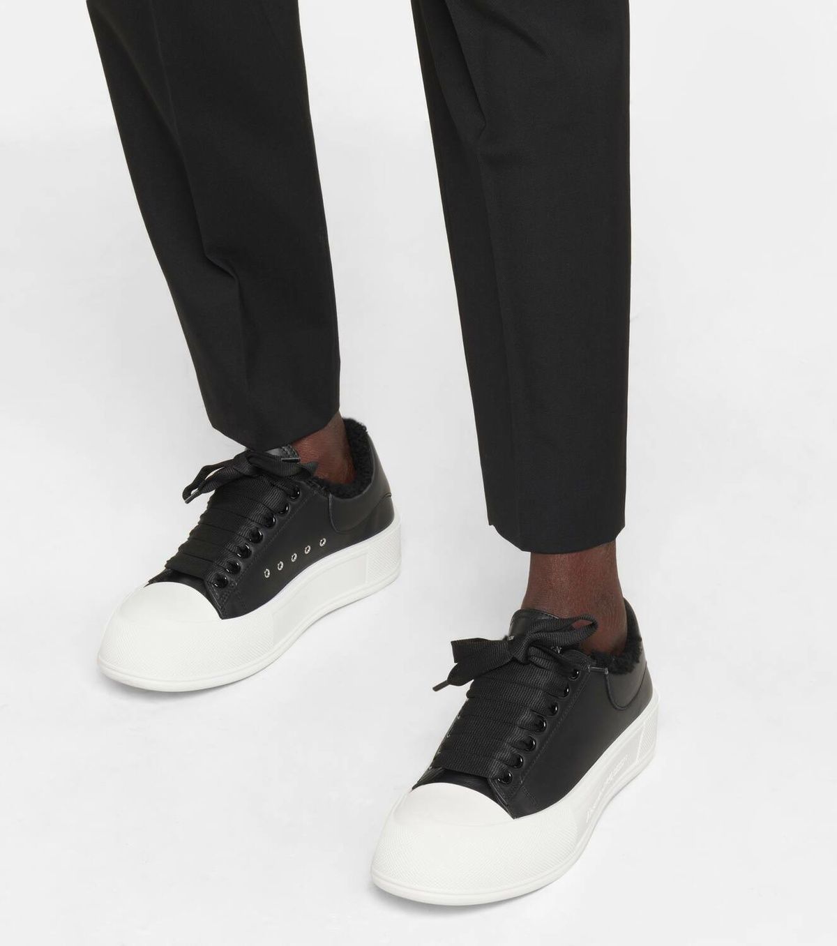 Sneakers Deck Plimsoll en cuir - Black & White