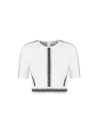 T-shirt court en jacquard - Ivory Black