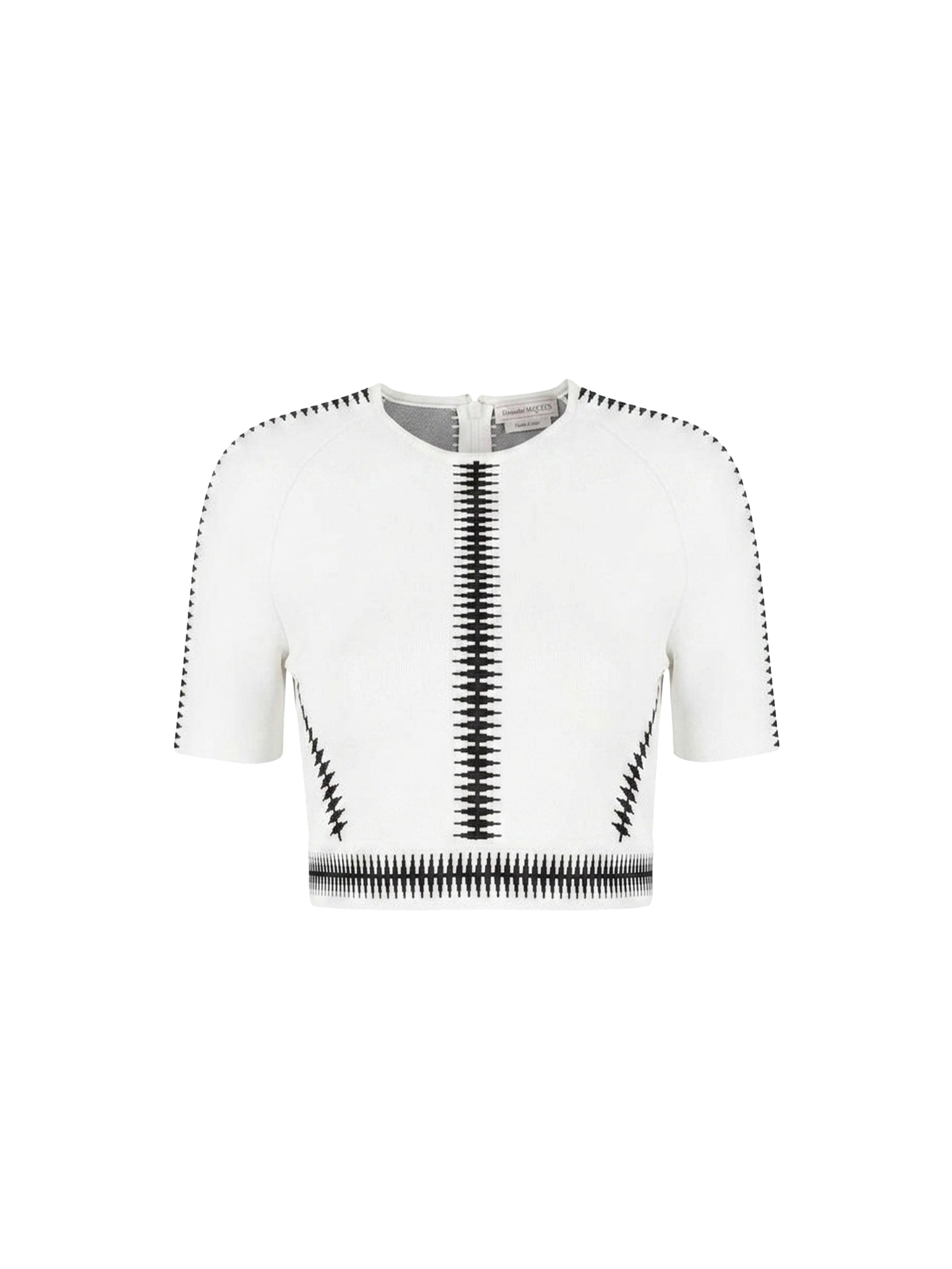 T-shirt court en jacquard - Ivory Black