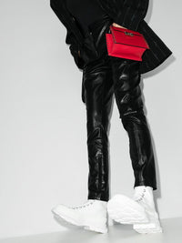 High-top lace-up trainers - White