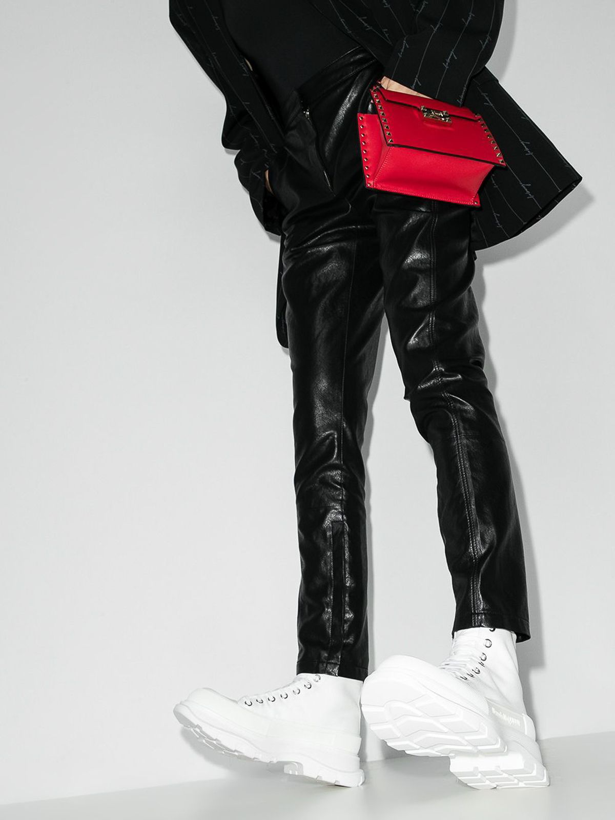 High-top lace-up trainers - White