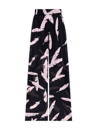 Pantalon imprimé en soie - Black Ice Pink