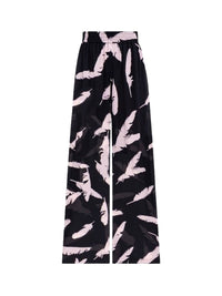 Pantalon imprimé en soie - Black Ice Pink