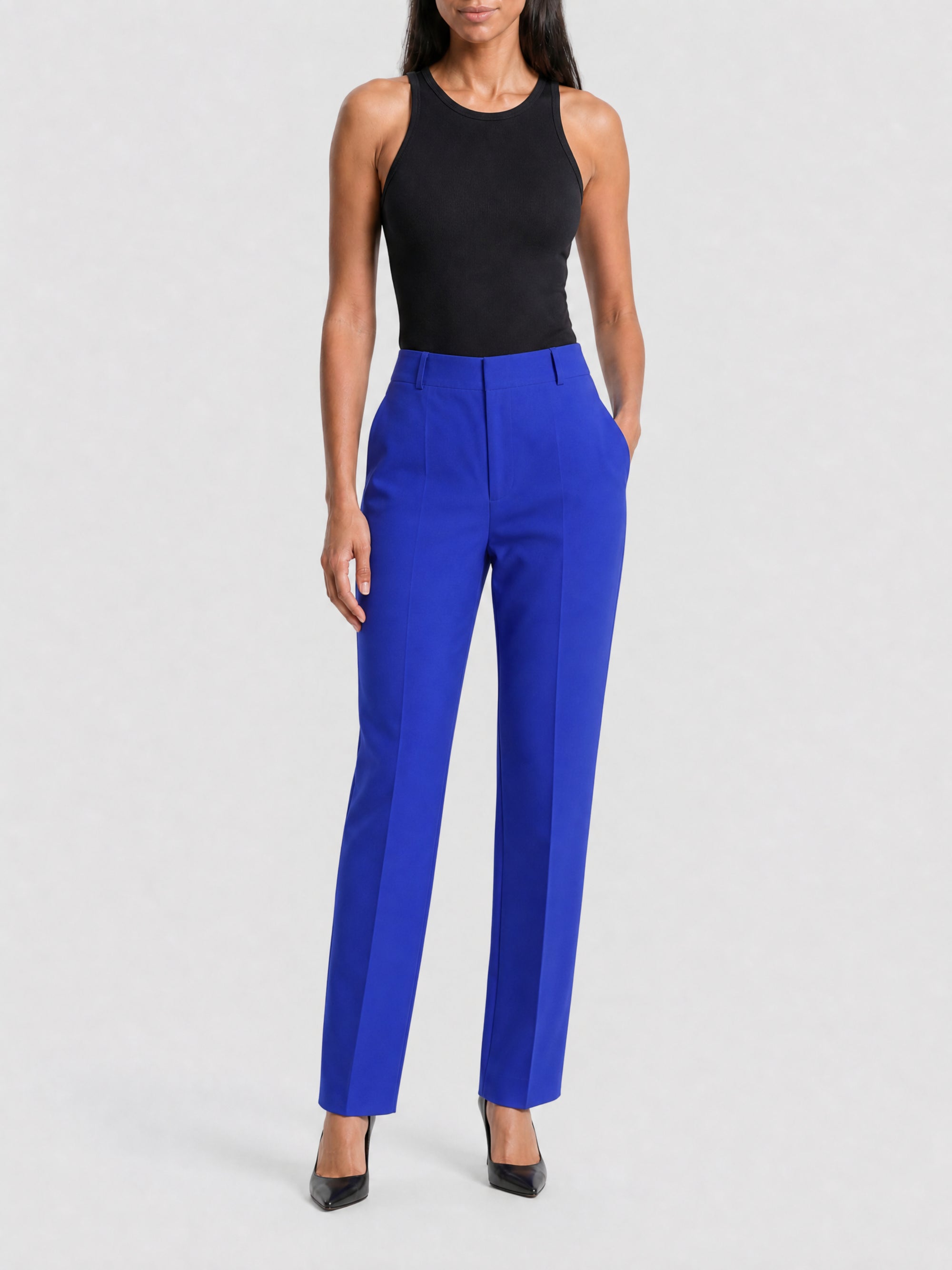 Slim-fit wool trousers - Electric Blue