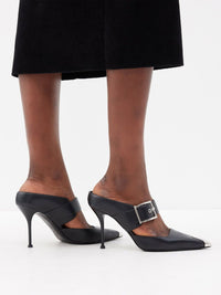 Punk leather mules - Black Silver