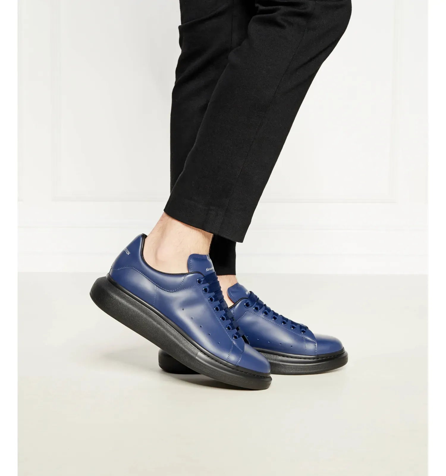 Sneakers à semelle épaisse en cuir - Navy