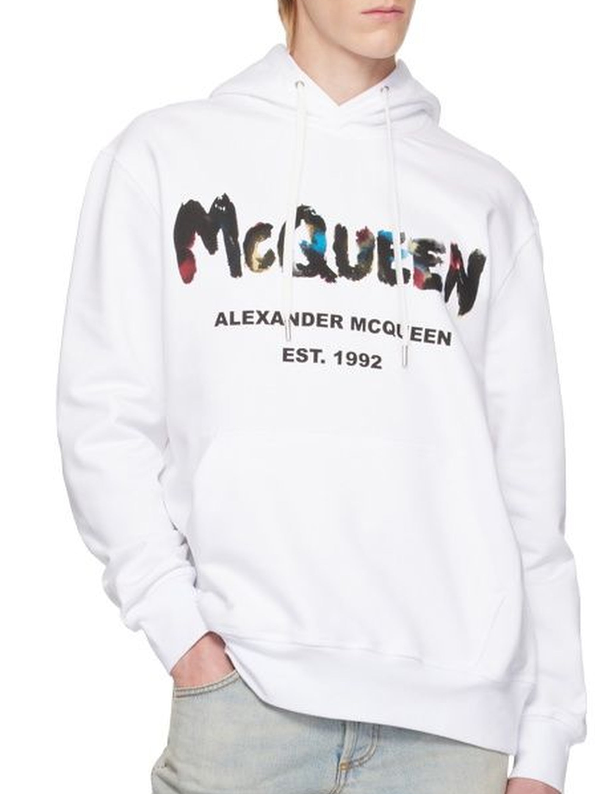 Hooded jumper with logo - White Mix