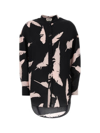 Chemise imprimée en soie - Black Ice Pink