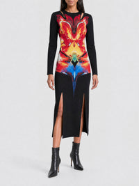 Robe imprimée à manches longues - Black Red Yellow