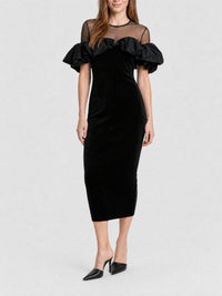 Robe à volants en soie - Black