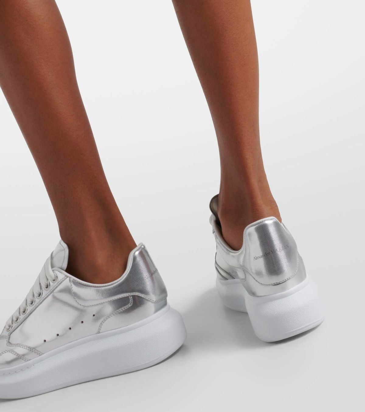 Sneakers à semelle épaisse en cuir - Silver