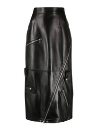 Jupe zippée en cuir - Black