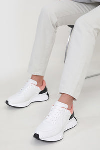 Sneakers avec logo en cuir - White Black Clay