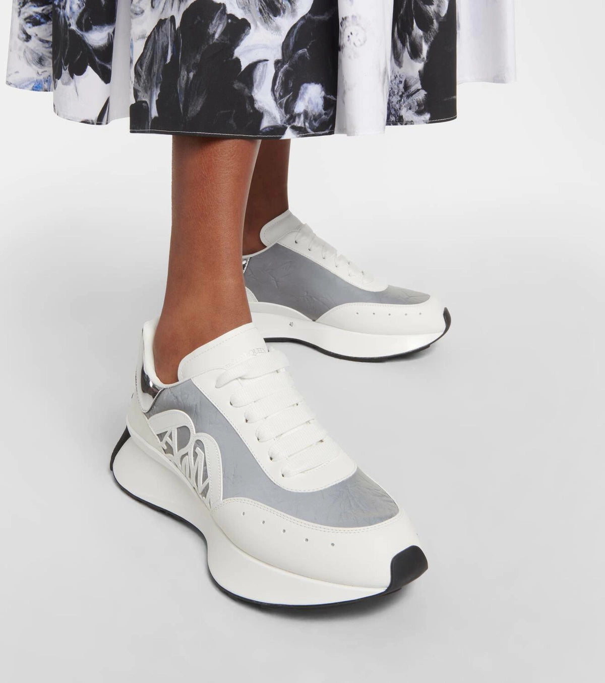 Sneakers avec logo en cuir - White