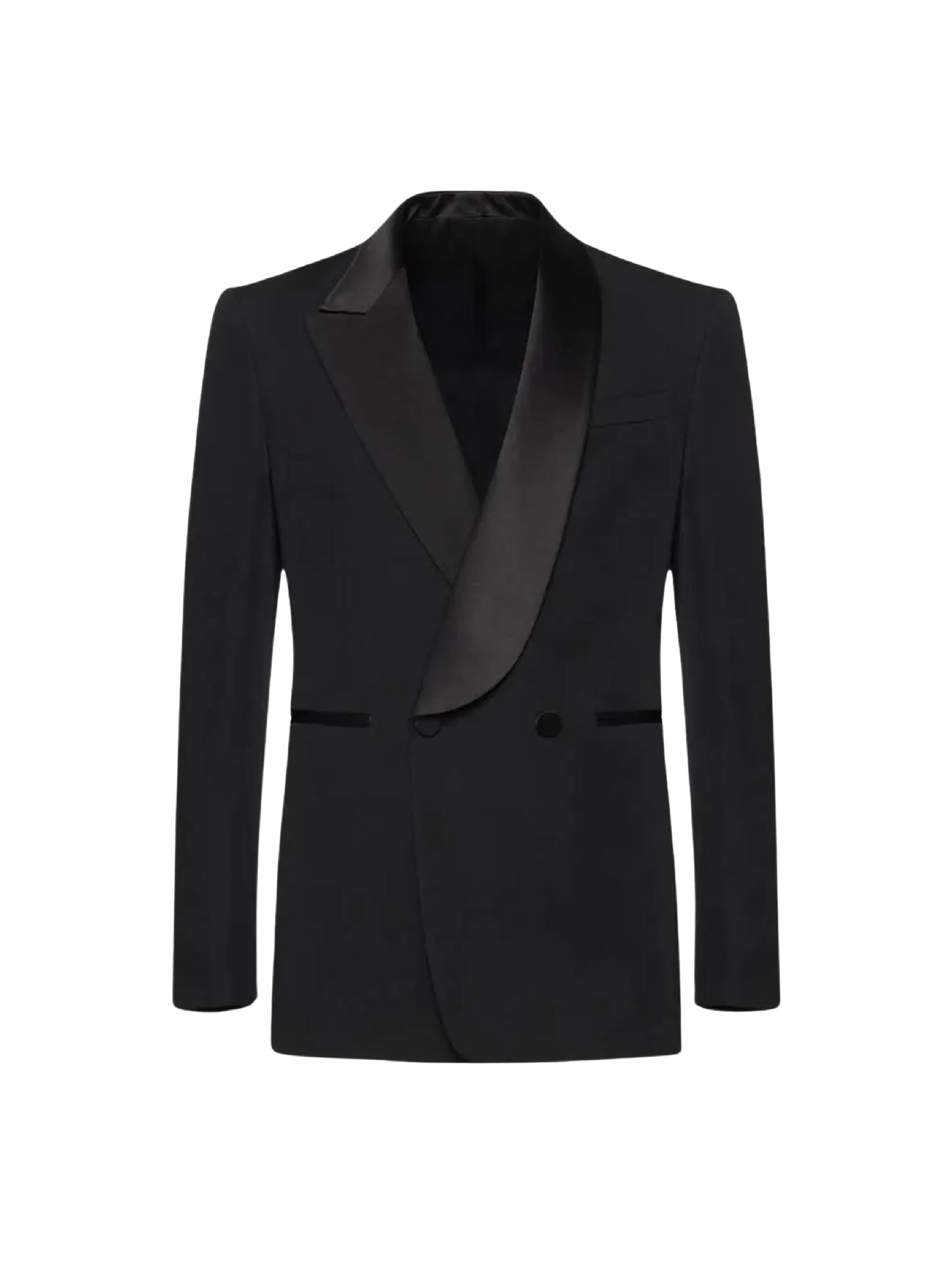 Veste de smoking croisée avec poches en laine - Black