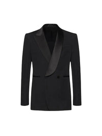 Veste de smoking croisée avec poches en laine - Black