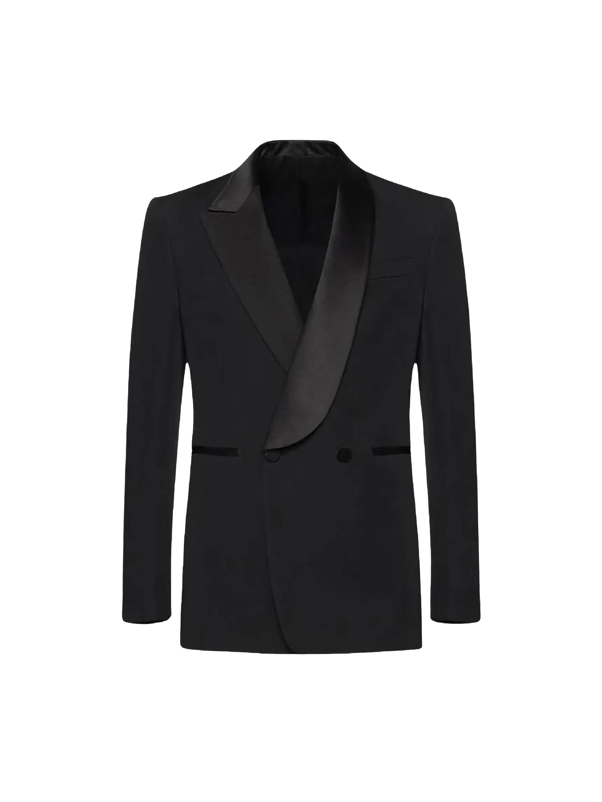 Veste de smoking croisée avec poches en laine - Black