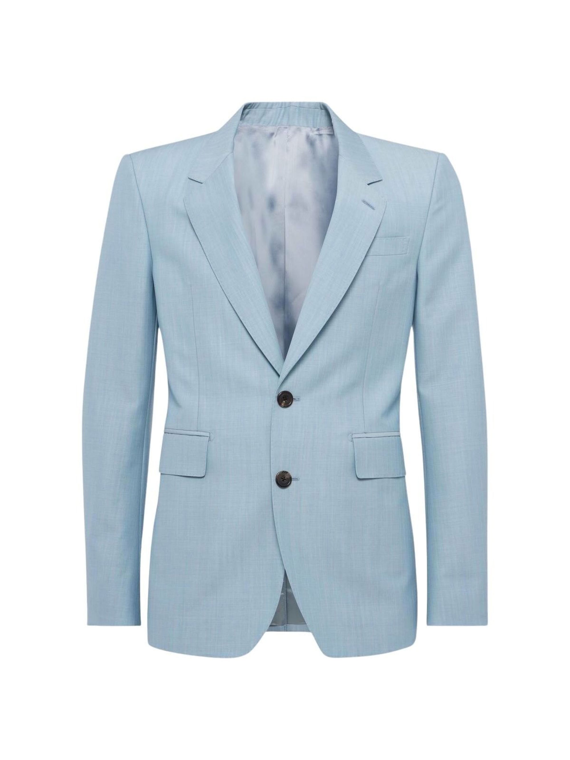 Veste à boutonnage simple en laine - Pale Blue Blue