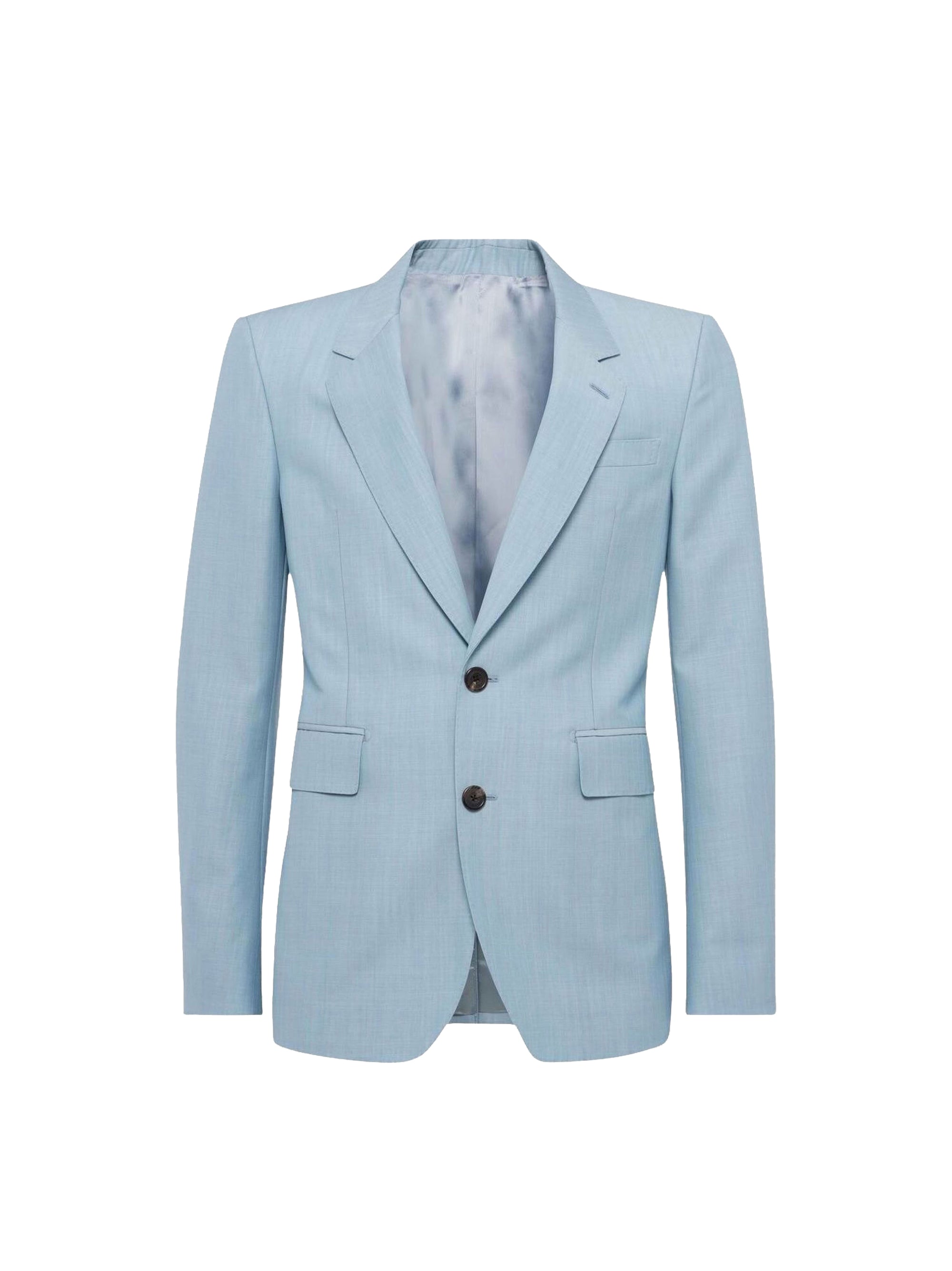 Blazer à boutonnage simple en laine - Pale Blue Blue