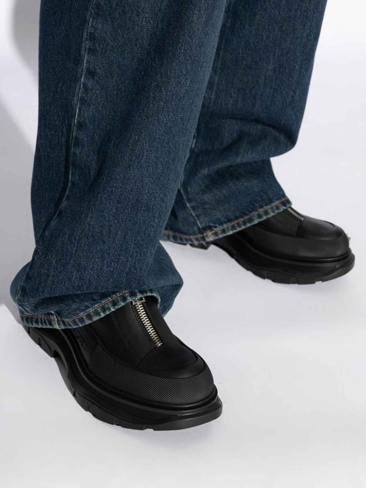 Sneakers zippées en cuir - Black