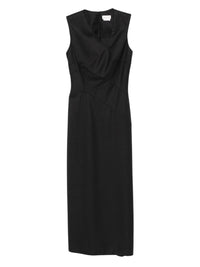 Robe midi à fines rayures en laine - Grey