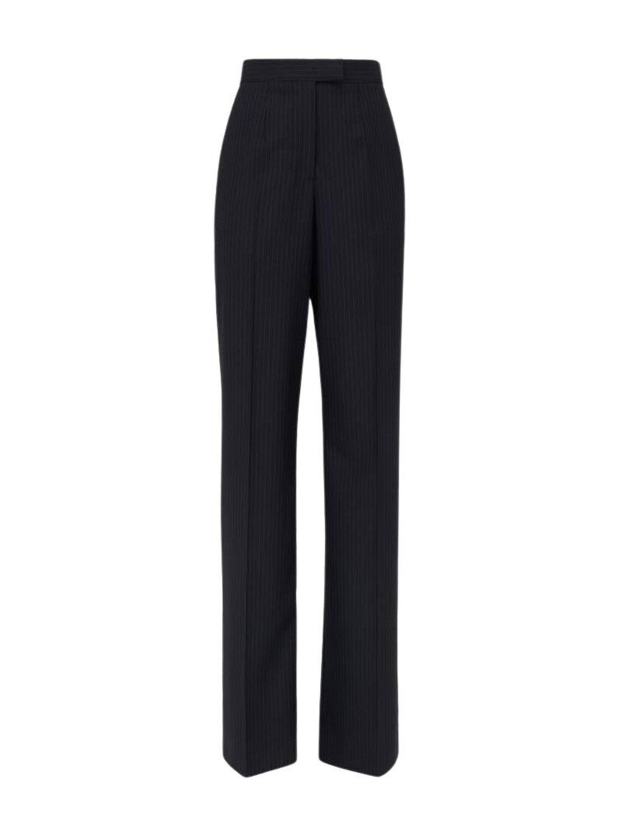 Pantalon taille haute large en laine - Navy