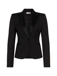 Veste de smoking à boutonnage simple en laine - Black